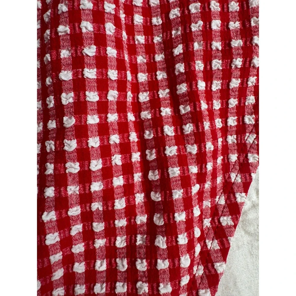 Cottagecore Kacey Musgraves Gingham Picnic One Piece Swimsuit Red White XL NWT